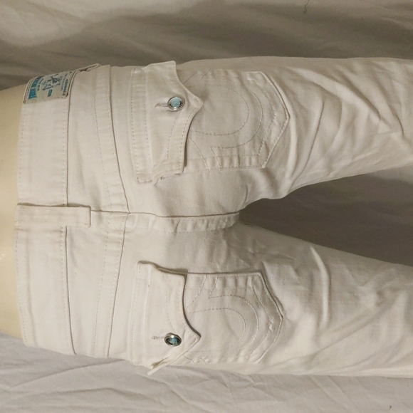 True Religion white boot cut jeans with blue crystals - Picture 6 of 10
